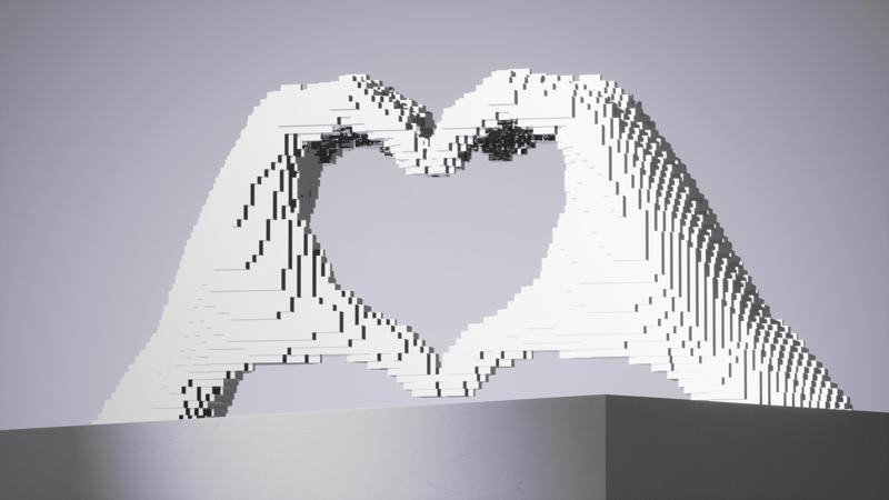 Hands and love - Hands and love - Voxel - LowPoly - Wireframe 3D Model