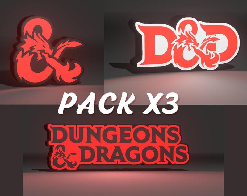 Lightbox LED Lámpara Dungeons and Dragons Dragones y Mazmorras Pack x3