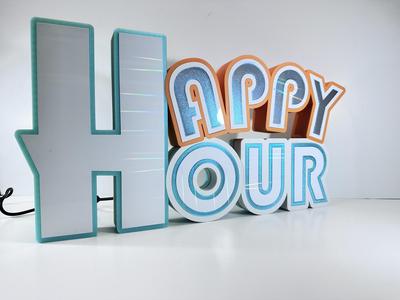 Happy Hour" LED Channel Letter Sign - 3D Printable File