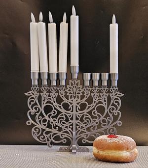 Hanukkiah with cups for Led candles