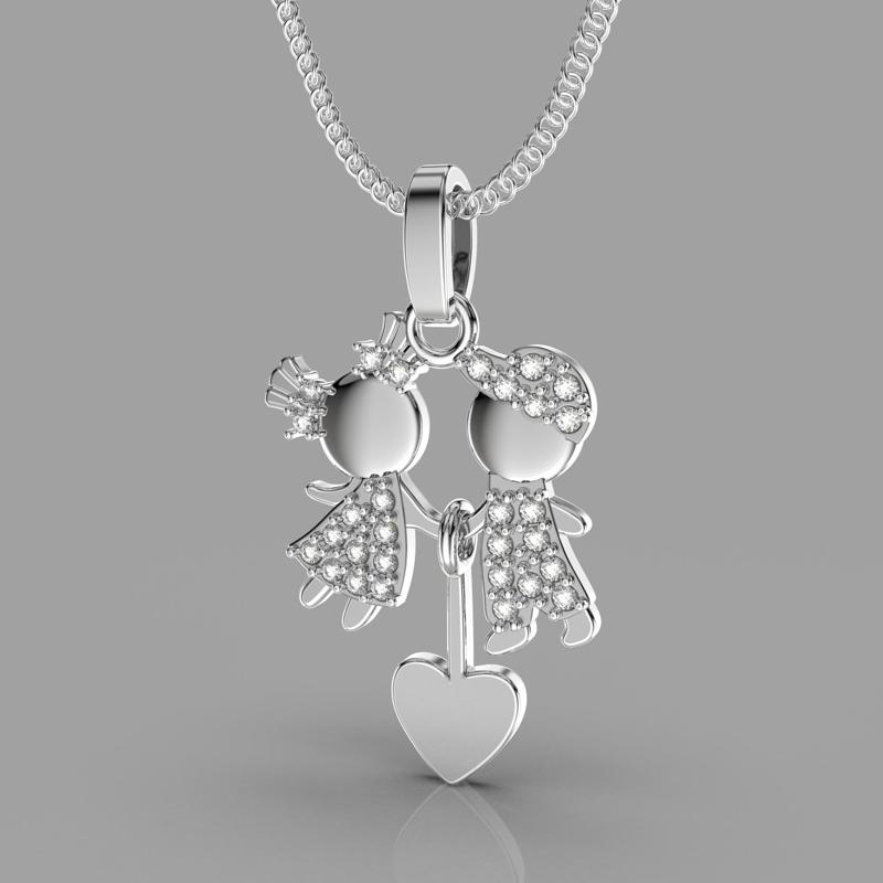 Printable STL jewelry pendant girl and boy
