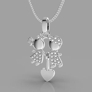 Printable STL jewelry pendant girl and boy