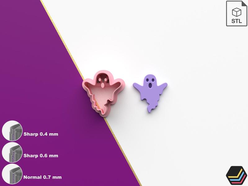 Polymer Clay Cutter Ghost *6 Size *3 Cut Version | Halloween Cutter | STL file for 3D printing