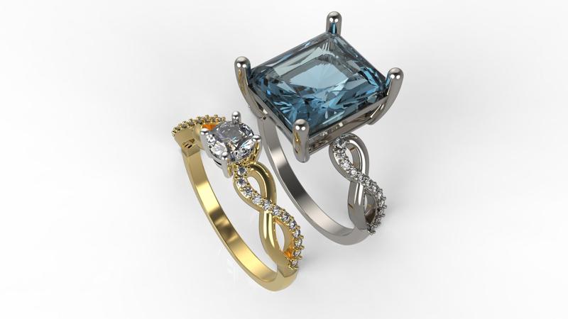 jewelry printable Ring two types " 2 infini" STL