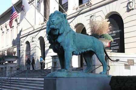 Iconic Lion at the Steps of the Art Institute of Chicago (south)