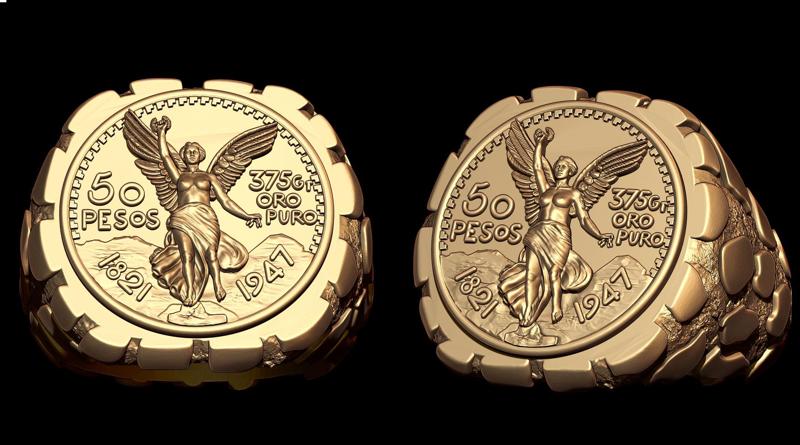 Wings of Victory Gold Coin Nugget Signet Ring