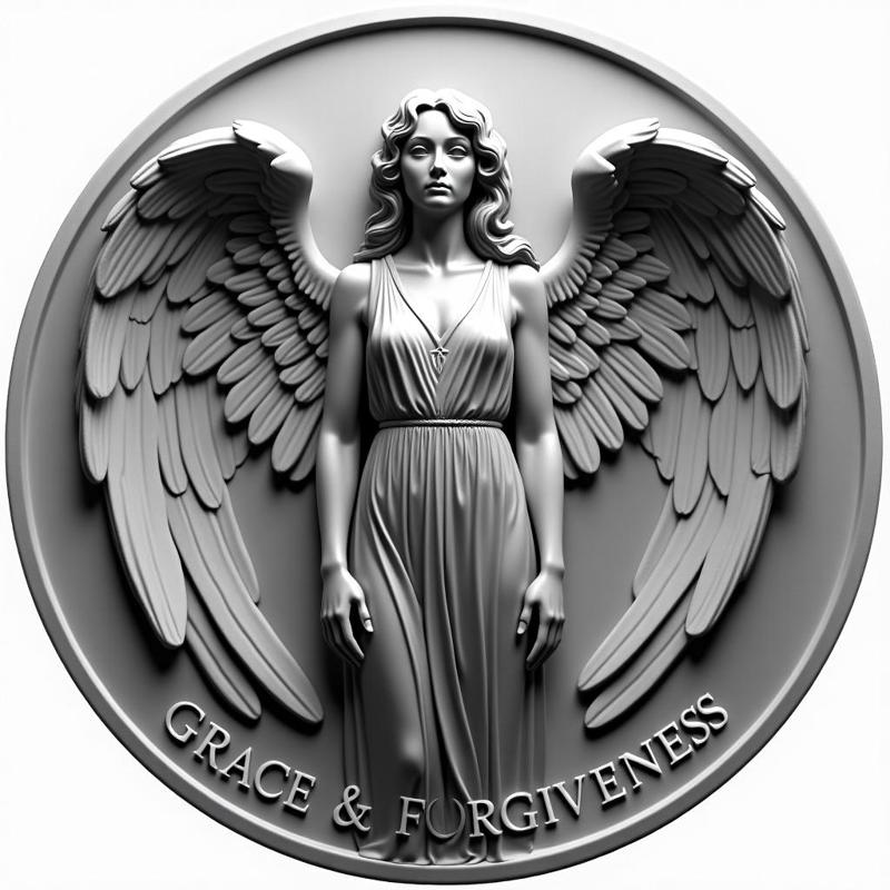 Angel of grace & forgiveness coin token wall art