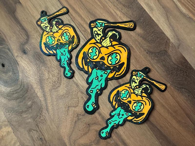 Hand Drawn Scary Vomit Pumkin 2D Art & Key Chain 