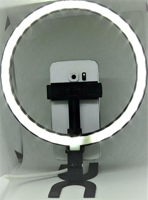 LED ring light and phone stand