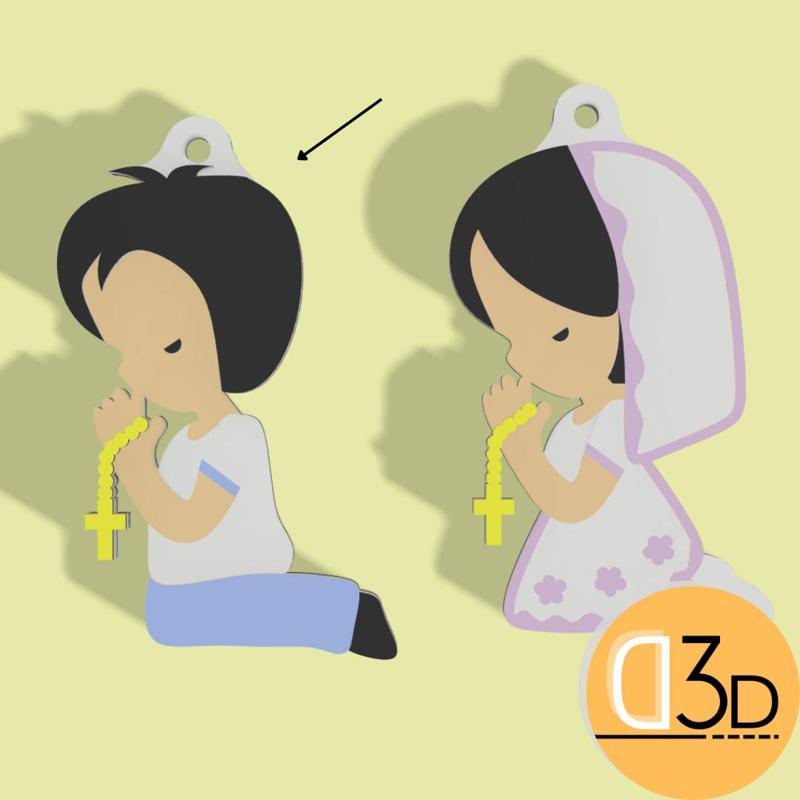 Boy praying - praying - communion key chain