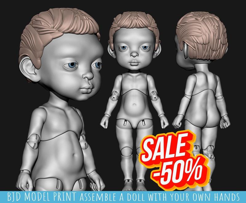 Noah - 3D BJD model, Bjd doll for 3d printing, popovy 3d model, bjd for printing, ball jointed doll 3d, 3d model bjd doll, stl bjd doll
