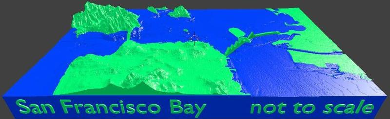 San Francisco Bay 3d topo map
