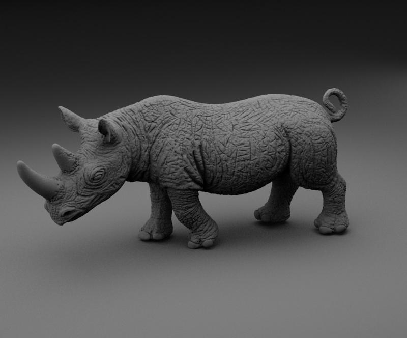 Realistic 3D Printed Rhinoceros Sculpture