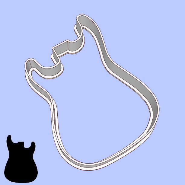 Music cookie cutters - guitar body shapes - Fender Stratocaster (style 1)
