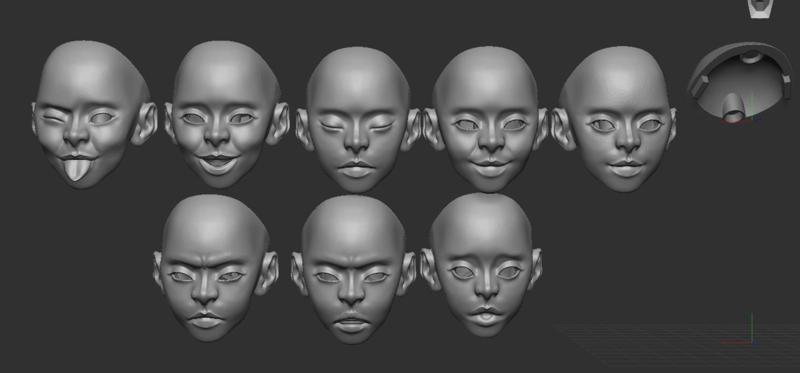 BJD head girl's face emotions  3