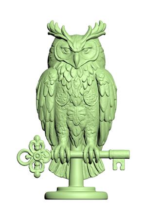 Owl Holding Vintage Key