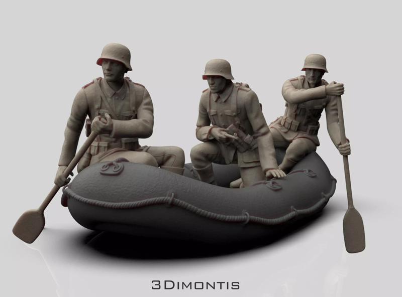 German Soldiers and inflatable boat