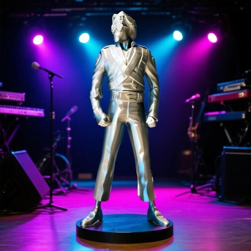 Michael Jackson 3D Printed Sculpture 🕺🎶 | Shiny PLA Silk Silver | Iconic Collectible Art ✨
