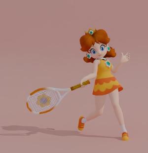 Princess Daisy Tennis Pose STL - Mario Sports 3D Print