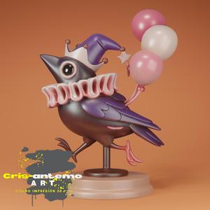 Raven Jester with Balloons - 3D Decorative and Collectible Figure