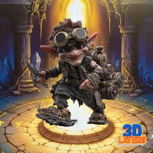 Chibi Steampunk Goblin Saboteur - 3D Printable Miniature