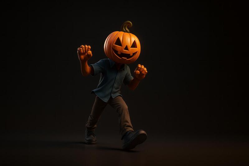 Halloween Pumpkin Head Figurine | Spooky Decoration | Jack O’ Lantern Monster Collectible