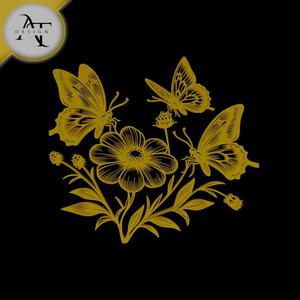 Butterflies and flower - Silhouette - 2D Wall Art Decor