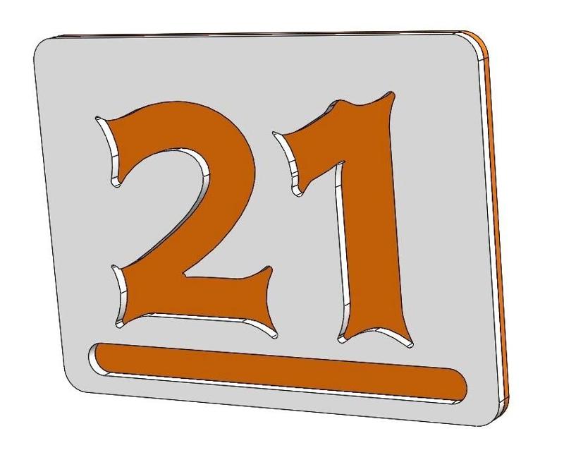Nr. 21 - Apartment house door number / Modern 3D Apartment Numbers