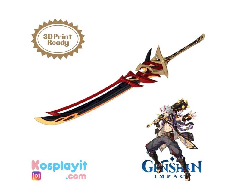 Genshin Impact - Redhorn Stonethresher - Digital 3D Model Files - Divided for 3D Printing - Arataki Itto Cosplay