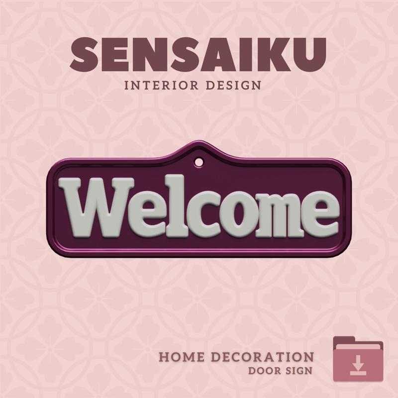 Welcome Door Sign – 3D Print File for DIY Home Decor | Sensaiku STL Design - 02. Welcome Sign - General 01 -  Style 02