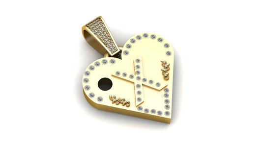 X Gold Heart Pendant  3d printable model