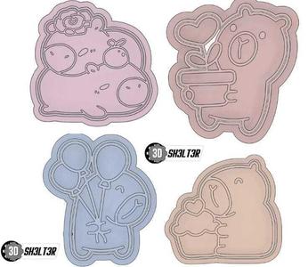 CAPYBARA COOKIE CUTTER, BALLOONS, LOVE, PLANT, CAPYBARA
