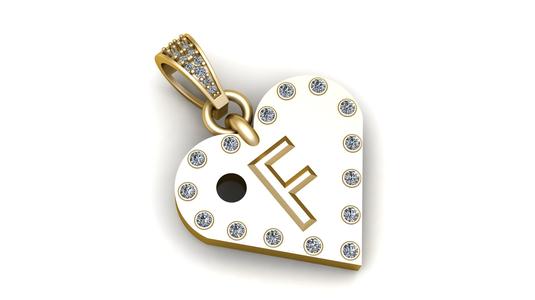 F GOLD HEART PENDANT 3d printable model