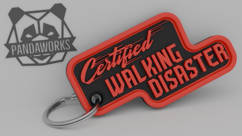 Certified Walking Disaster Keychain – 3D Printable Multicolour STL
