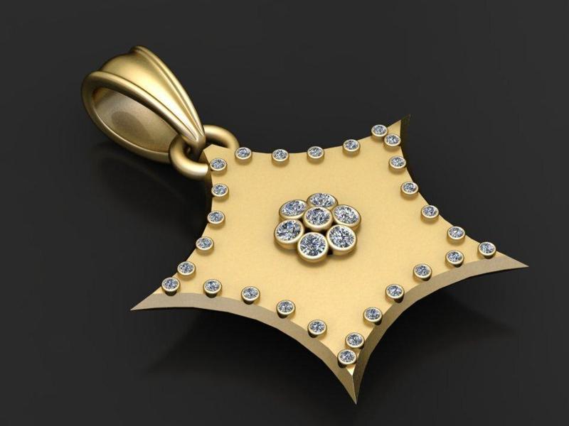 Star Petal Diamond Pendant 3d printable model