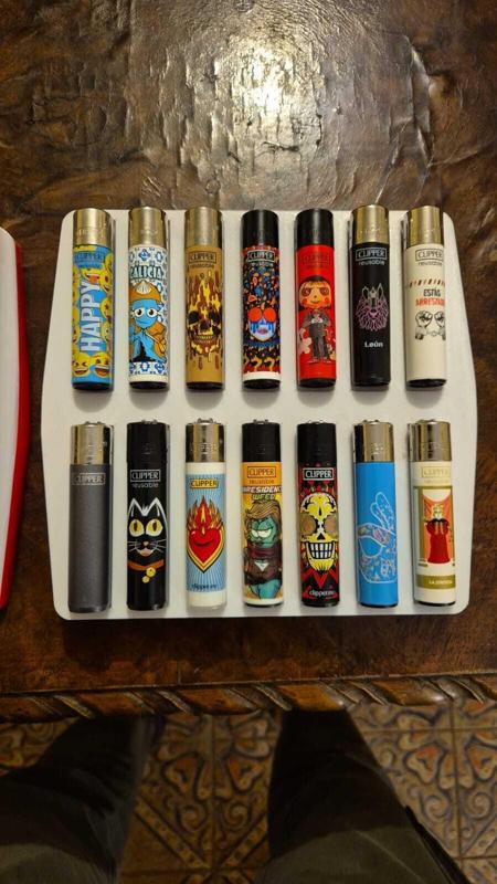 Stackable Clipper lighter trays, stand, display stand