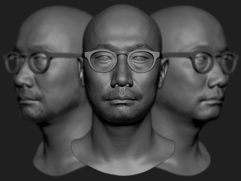 Hideo Kojima likeness sculpt 3D model