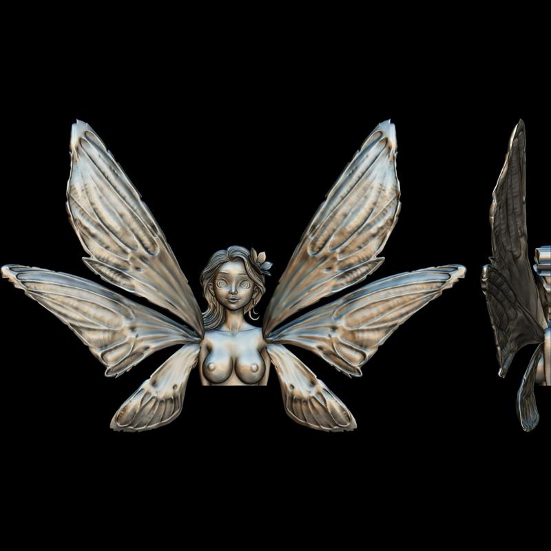 The Nude Butterfly Queen Relief Pendant  STL file for 3d printing or CNC3D print model