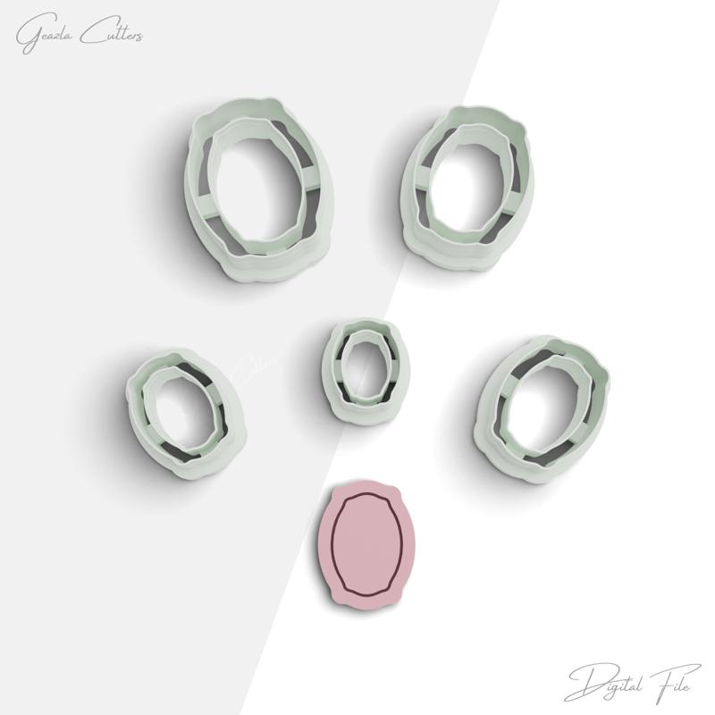 Vintage Frame Clay Cutter, Framed Shape Polymer Clay Earring Cutter, 2 Cutter Version, 5 Sizes Included, Digital STL File,No: 953