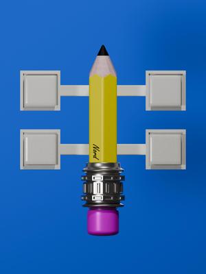 Stylized Cute Minimalist Futuristic Pencil
