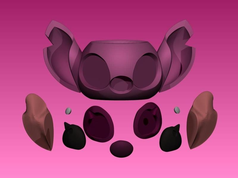 Mate or object holder Stitch Angela by parts, separated by colors ind.