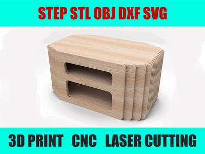 Coffee Table with Storage, CNC/Laser Cut, STL/OBJ/STEP/DXF/SVG