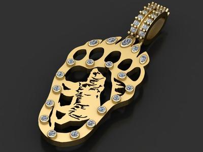 bear paw gold pendant 3d printable model