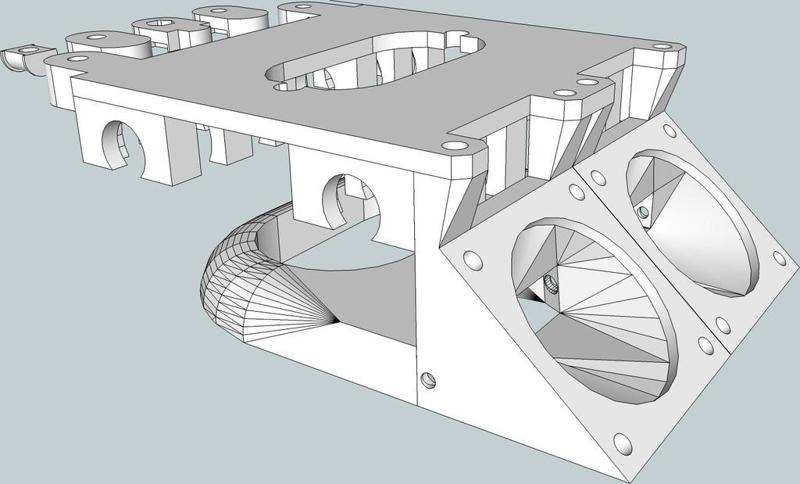 Prusa Dual Extruder Dual Fan X Carriage, Fan Duct, Fan Mounts