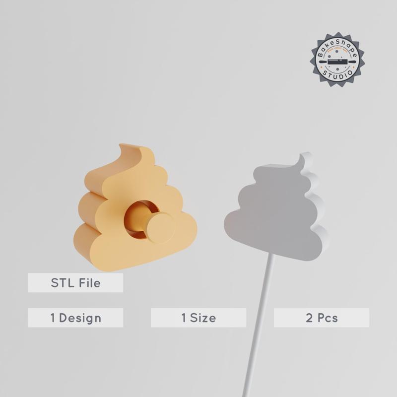 Poop Cake Pop Mold, Angry Droplet & Grumpy Waste Design, Emoji Frown, 2-Piece 3D Print STL