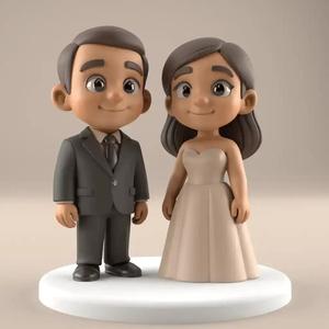 Cute Wedding Couple STL Model