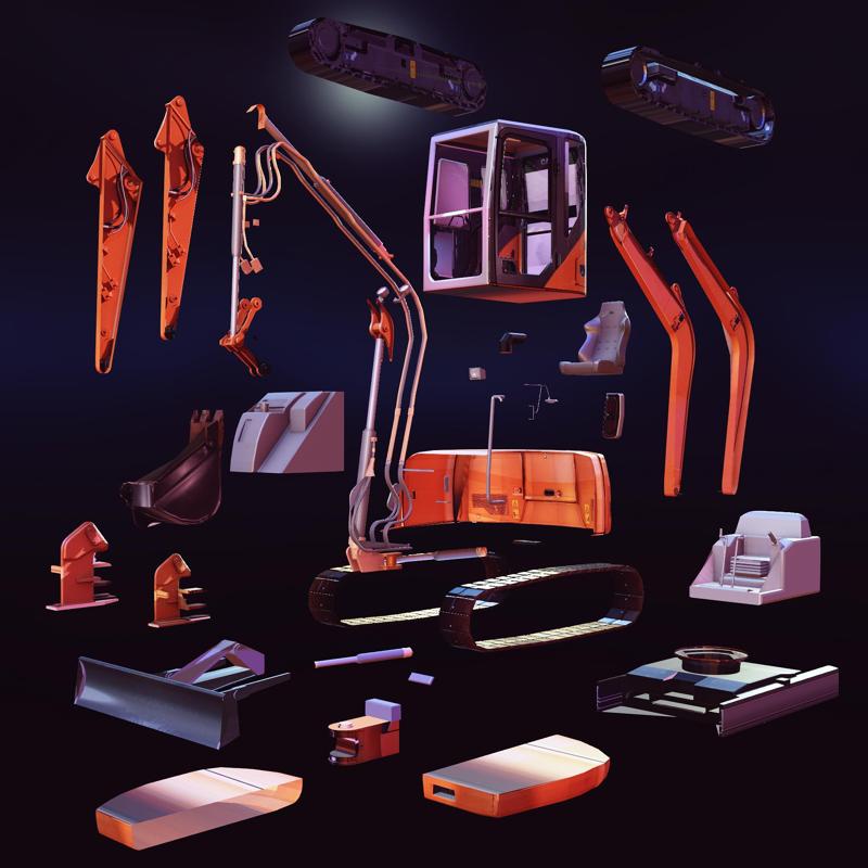 ELEVATOR EXCAVATOR CAR VEHICLE TRACTOR c EXCAVATOR CRANE TRUCK TRAILER CHAIN HOOK