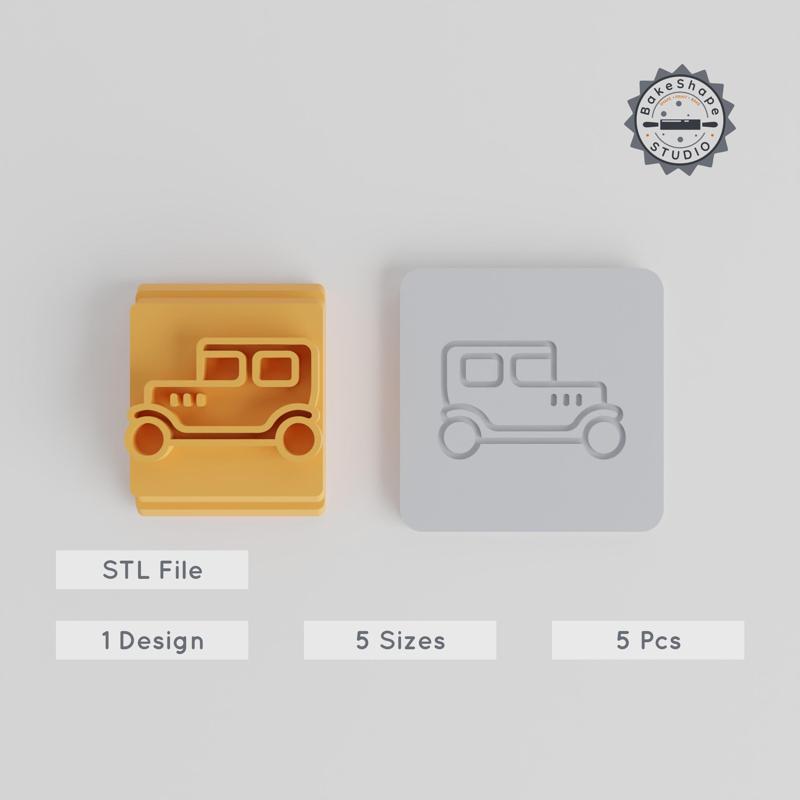 1920 Vintage Car Stamp Tile Set, Motif Sizes 20-40mm, Perfect for Clay, Cookies & Fondant PRODUCT_3291