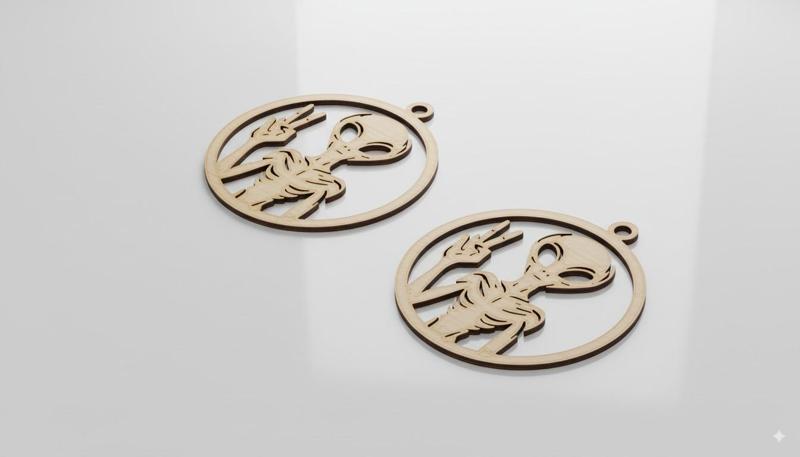 Alien Peace Sign Pendant Jewelry Art