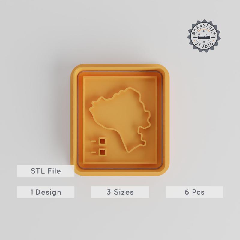 Map Shape Cutter & Stamp Set, Cookie & Fondant Decor, 3 Sizes, 6 Pieces, Location, Address, Journey Path Design PRODUCT_5484